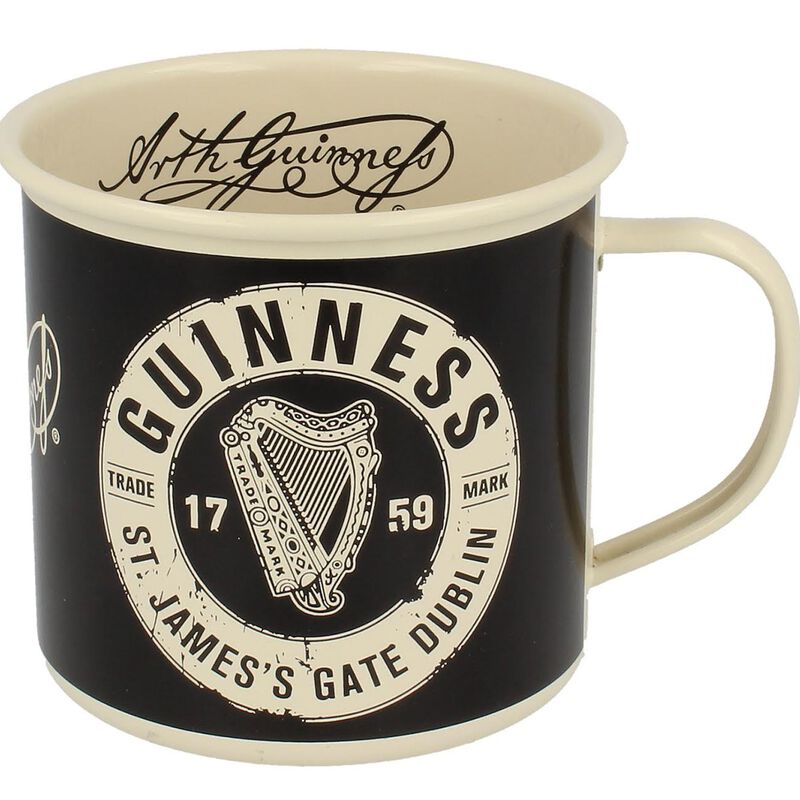Guinness Enamel Mug With St' James Gate Label Cream Design