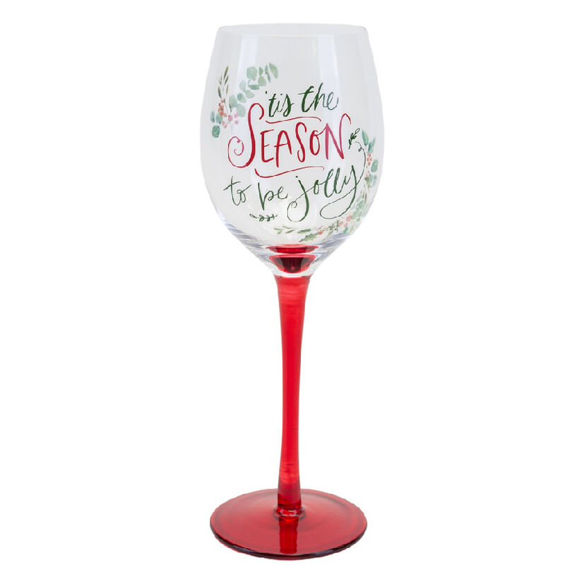 Tis The Season To Be Jolly Christmas Wine Glass