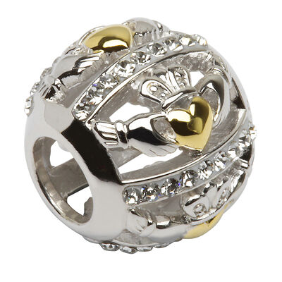 Hallmarked Sterling Silver Claddagh Charm With Swarovski Crystal