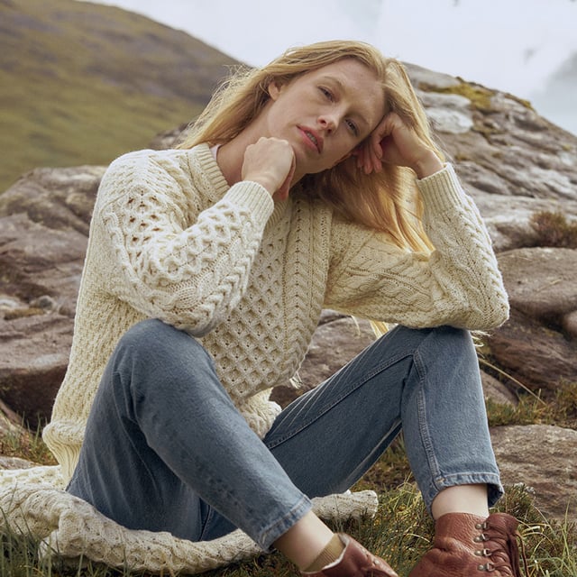 Go to the product listing page for all Aran knitwear products