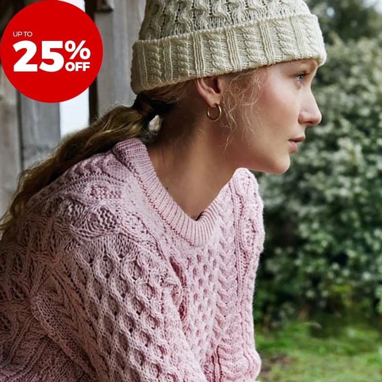 Go to the product listing page for all womens aran knitwear products